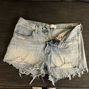 Light wash denim cut off shorts